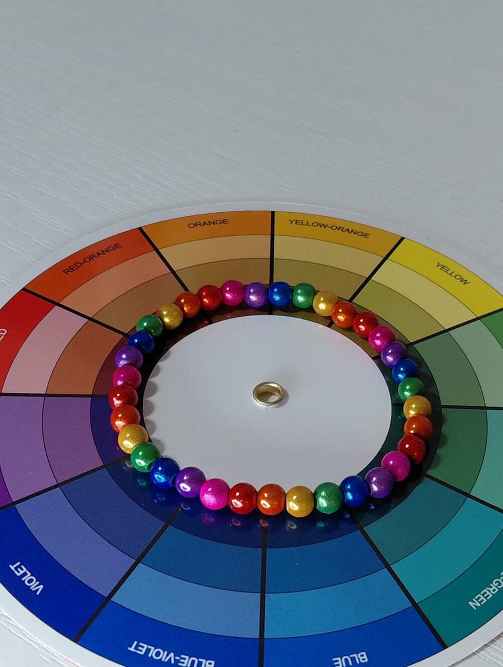 Hand Made Rainbow Beaded Stretch Bracelet 7.25 Inches - Picture 4 of 4